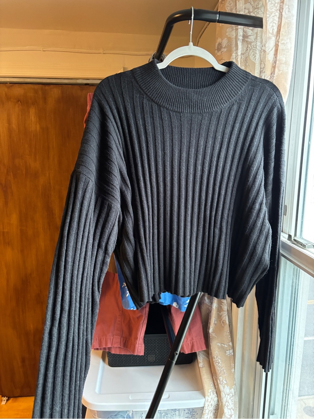 NWT Madewell Black Mockneck Cropped Ribbed Wool Blend Sweater | Women’s Plus XXL
